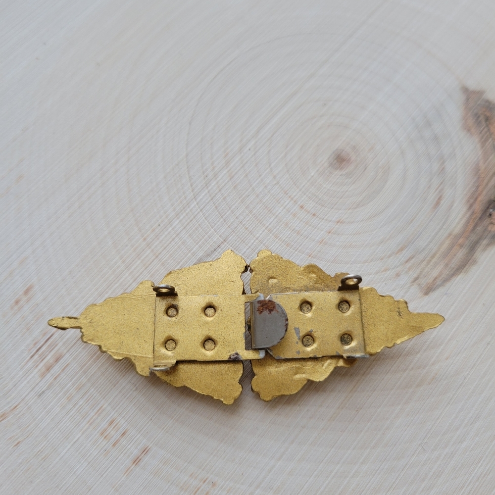 Antique Gold-tone & Green Rhinestone Belt Buckle - Picture 4 of 6